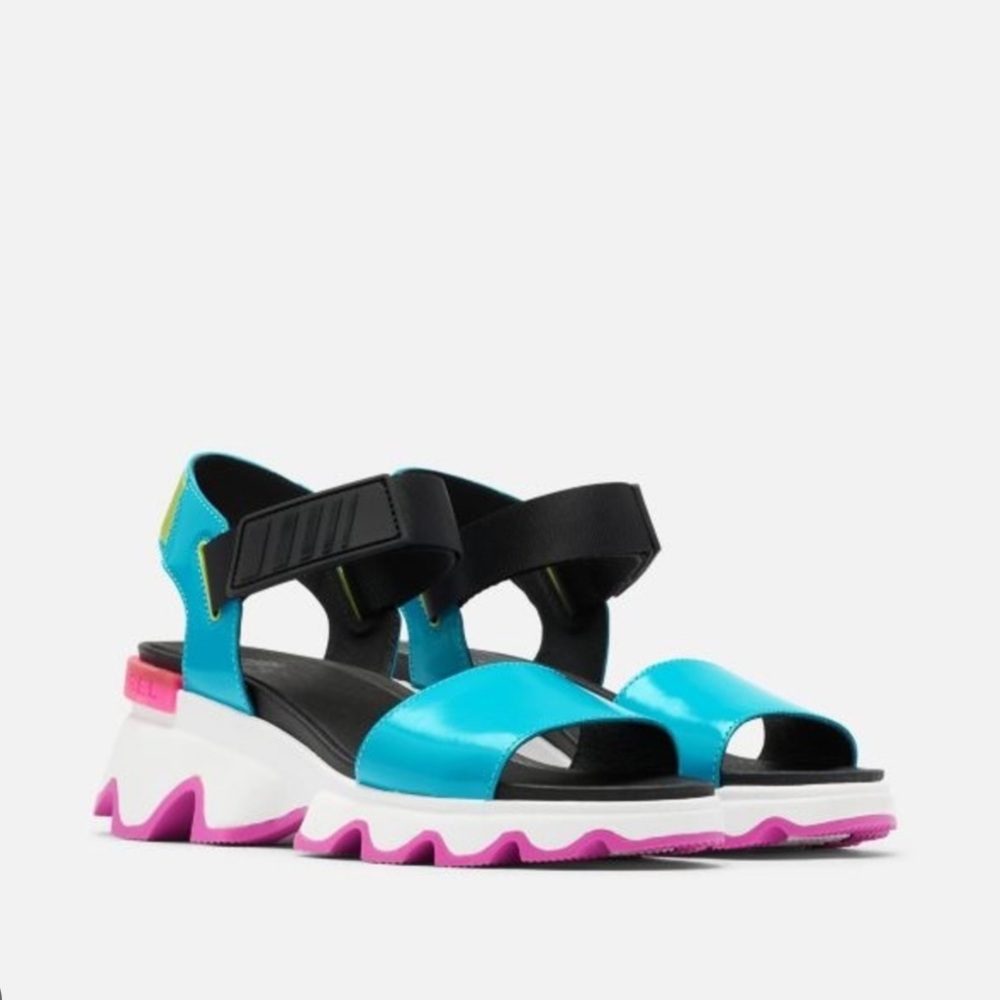 NWOT Sorel Women's Kinetic Sandal - Blue, Black, and Pink
